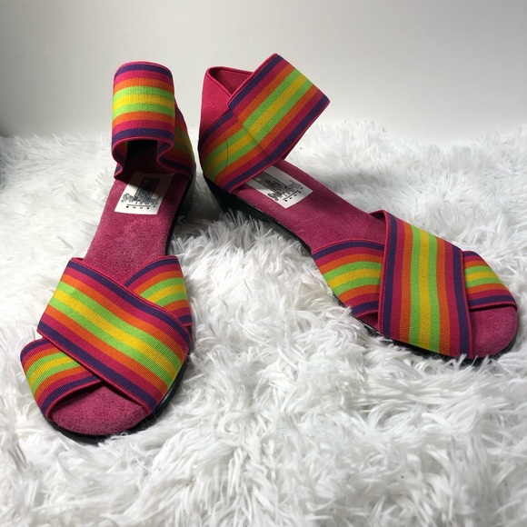 San Miguel Shoes - San Miguel Neon Pink Elastic Sandals Mexico